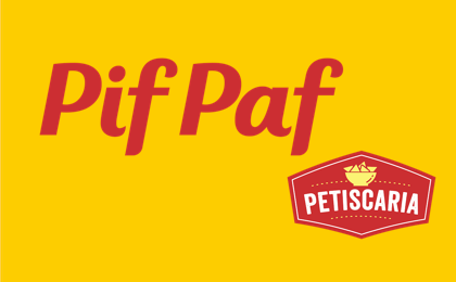 Logo linha produtos Pif Paf Petiscaria.